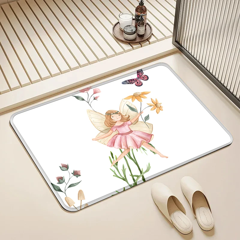 

Watercolor Fairy Door Mat Non-Slip Soft Floor Rug for Home Kids Room Bathroom Kitchen Decor