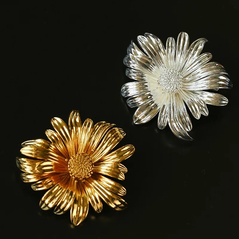 

Брошь с французской ромашкой, булавка-корсаж с 3D цветком для женского пальто, осенне-зимняя винтажная элегантная булавка с лацканами в стиле бохо