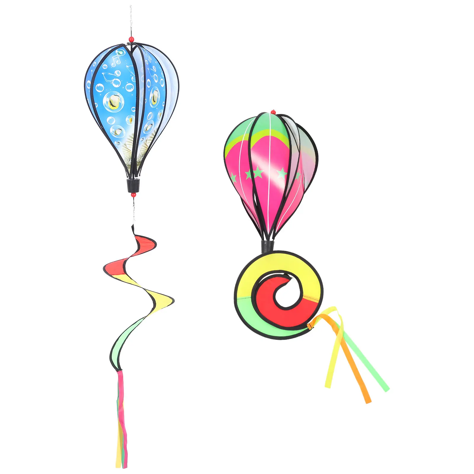 

2Pcs Colorful Air Balloon Hanging Decorations Spinners Windmill Decor Outdoor Outdoor Yard Lawn Ornament