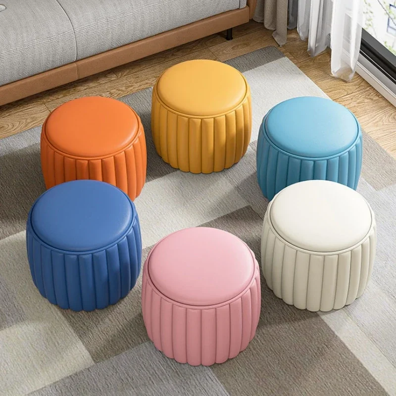 Pink Sofa Stool Customizable Stool with 4 Legs Blue Solid Pine Stool Living Room