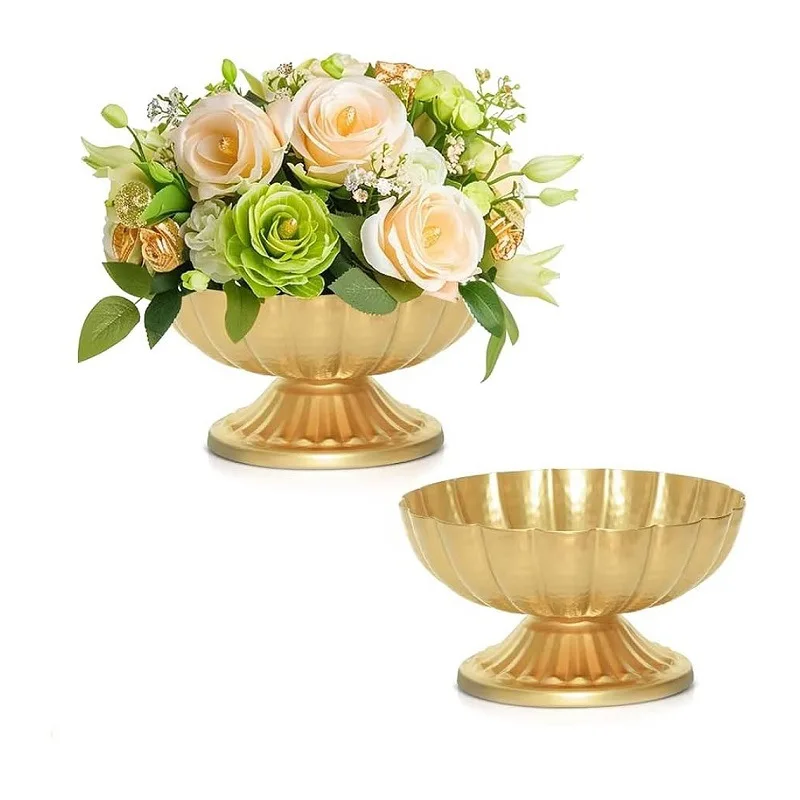 Factory Direct Compatible with  Classical Gold Flower Pot Hotel Homestay Decorative Iron Flower Arrangement Wide Mouth Vase