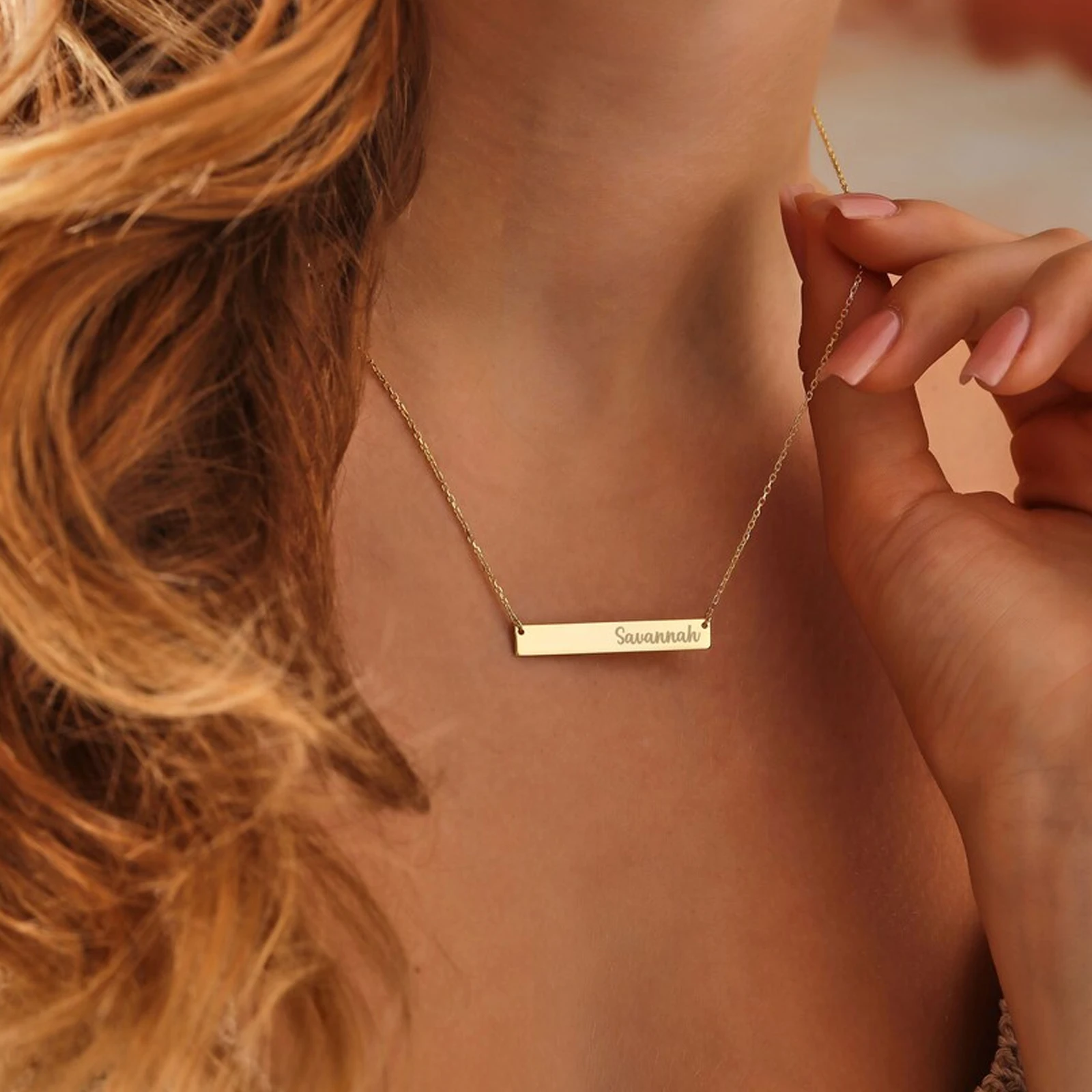 Персонализированное минималист – обзор и цена Handwriting Necklace Bar