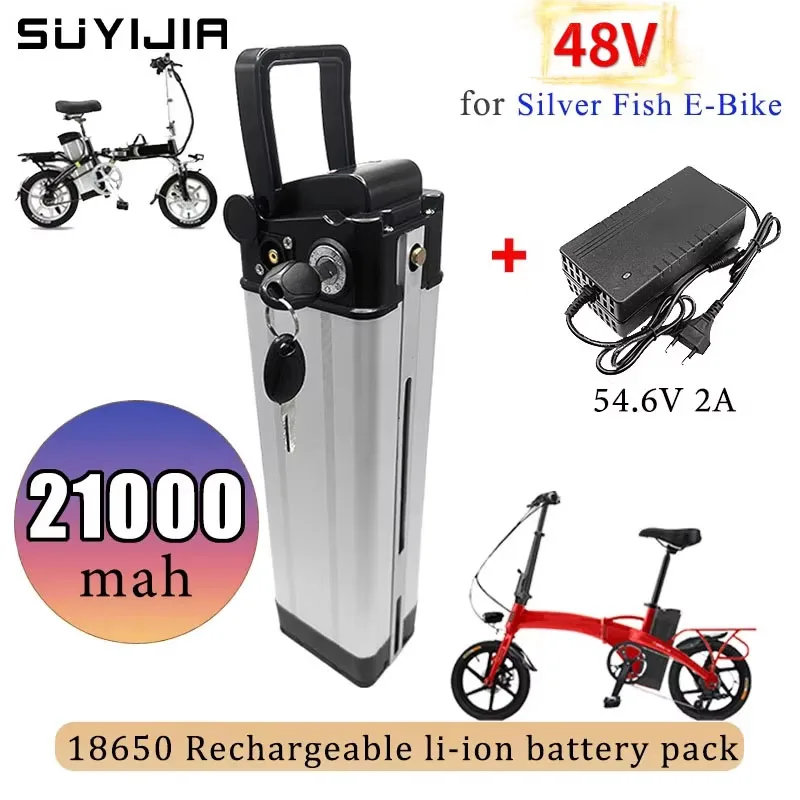 Silverfish Ebike Battery 48v 21ah Silver Fish E-Bike Batteries 18650 48v Lithium Ion Bottom Discharge Electric Bicycle Batterry