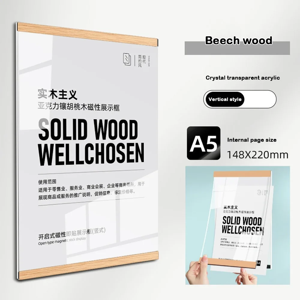 High Quality Acrylic Display Frame A3/A4/A5 Magnetic Business License Frame Transparent Wall Mounted Certificate Frame
