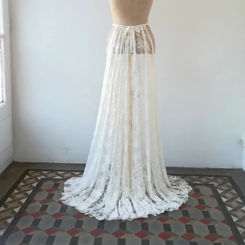 Spitze Hochzeit abnehmbaren Rock abnehmbaren Zug für Kleider Boho Braut Überrock