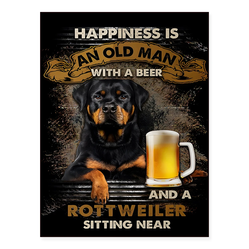 Rottweiler Sitting Near Old Man Back Poster, Rottweiler Dogs Are Here Poster Rottweiler Wall Art, Dog Love Gifts