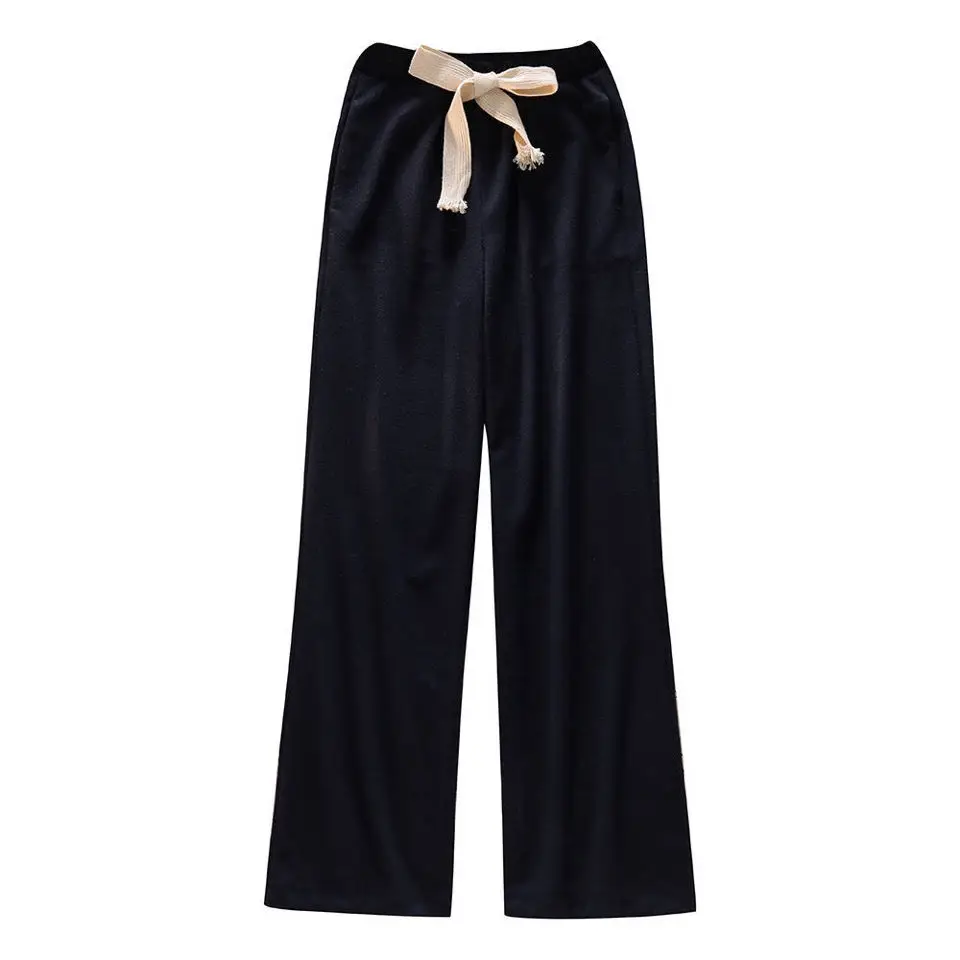 Mens Fashion Pants Braided Tethered  Hickened Wide Leg Pants Men's Straight Loose Casual Sweatpants