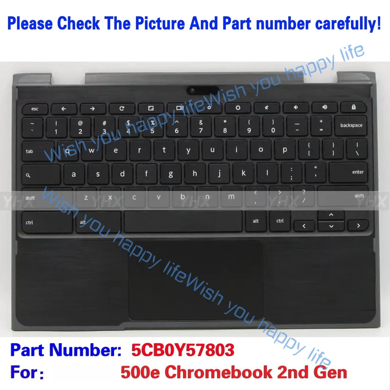 L... New For Lenovo 500e Chromebook 2nd Gen Palmrest US Keyboard Touchpad 5CB0Y57803