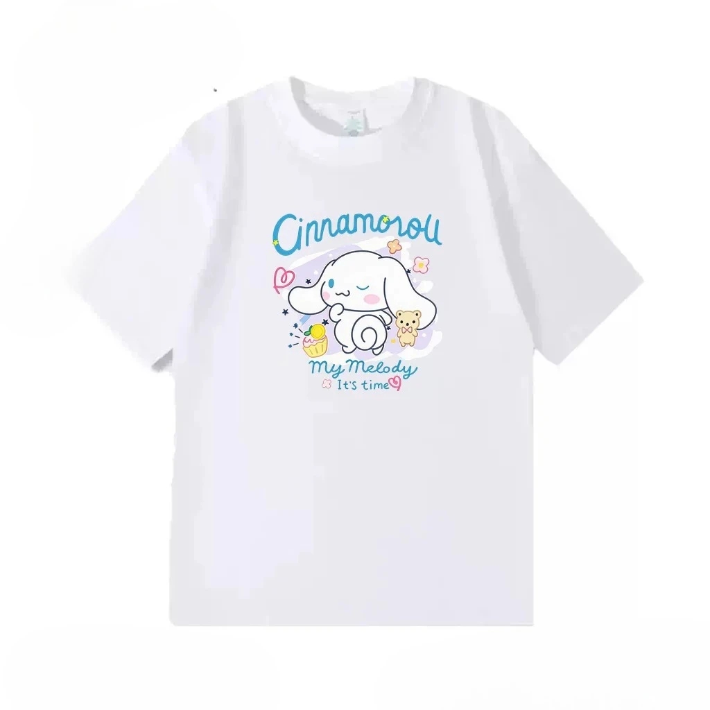 Sanrio Cute Cartoon Characters Graphic T‑Shirt Unisex Loose Short Sleeve Tee Kawaii Anime Print Casual Summer Top for Fans