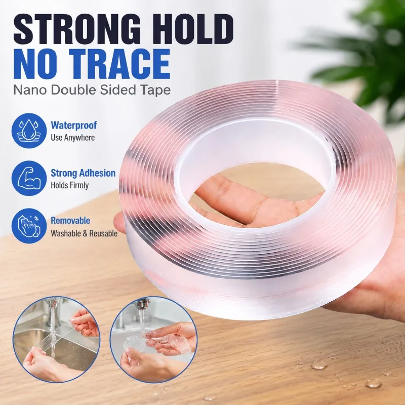 Waterproof Nano Double Sided Adhesive Tape Heavy Tack Wall Mount Vehicle Bracket Fastening Washable Residue-free Acrylic Bond