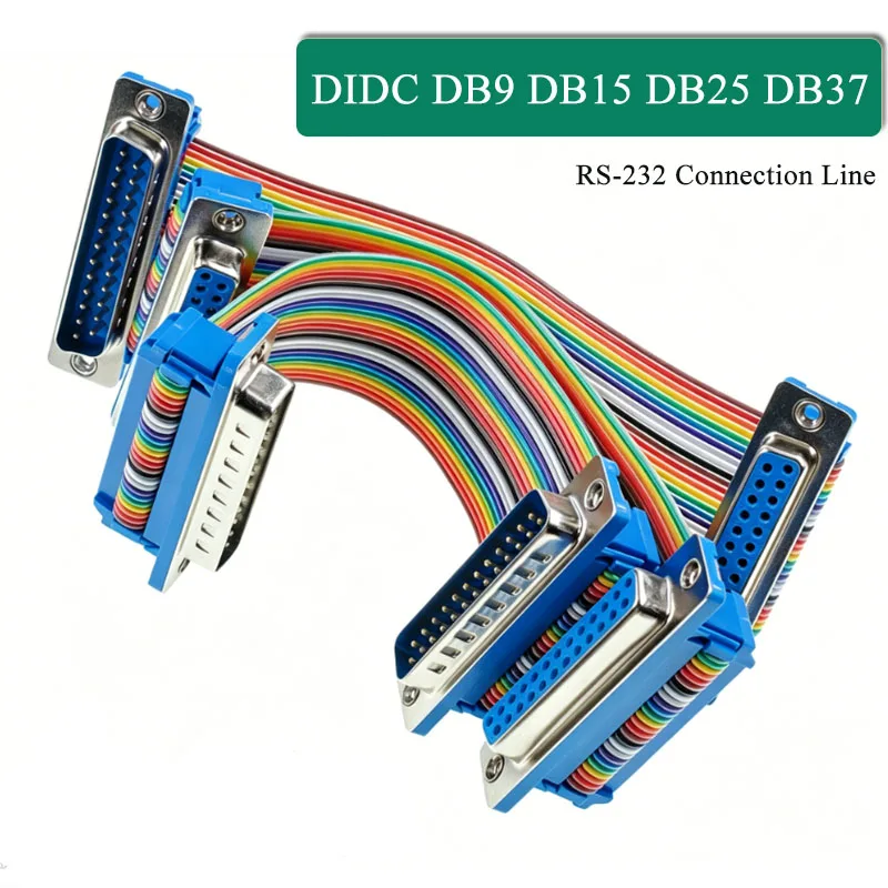 DIDC DB9 DB15 DB25 DB37 Ribbon Cable Connector Connection Line D-SUB RS-232 DR/DB 9/15/25/37 Pin Male to Female Extension Wire