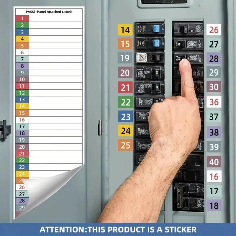 Circuit Breaker Labels Stickers Set 40pcs Writable Diy Tags for Electrical Panels Organizing Home and Building