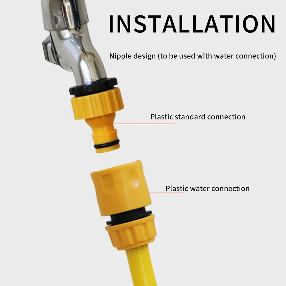 1/2 Inch 3/4 Inch Plastic Hose Connector Set Quick Easy to Install Hose Couplings for Indoor Taps E2S