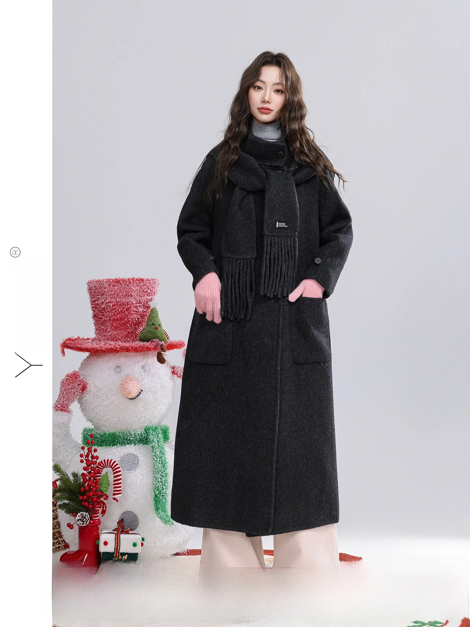 

Warm Woolen Double-Faced Tweed Coat Korean Sle Mid-Length Stand Collar Women's Faion Outerwear Bla Winter New Arrival