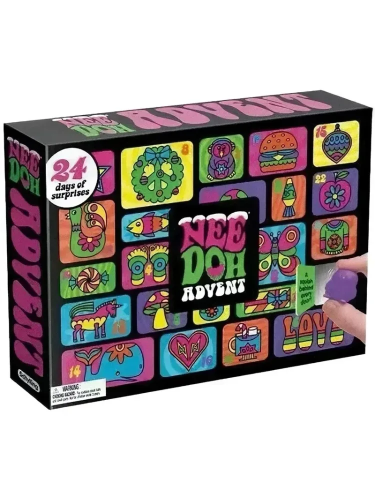 2026 NeeDoh Adventskalender 3D PVC Fidget-Puppe Weihnachts-Countdown-Kalender Überraschungsbox Stressabbau-Spielzeug Neujahrs-Feiertagsgeschenk