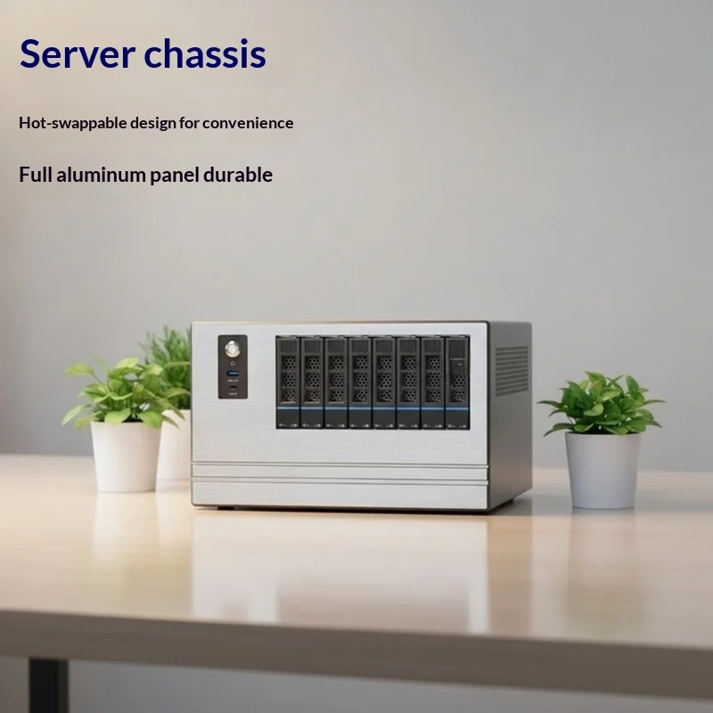 HN8 8-Bay Hot-Swap NAS Case, 8x3.5/2.5 SATA/SAS, MATX ITX, Type-C USB3.0, 4 PCIe, ATX/CRPS/Flex PSU, for Unraid TrueNAS