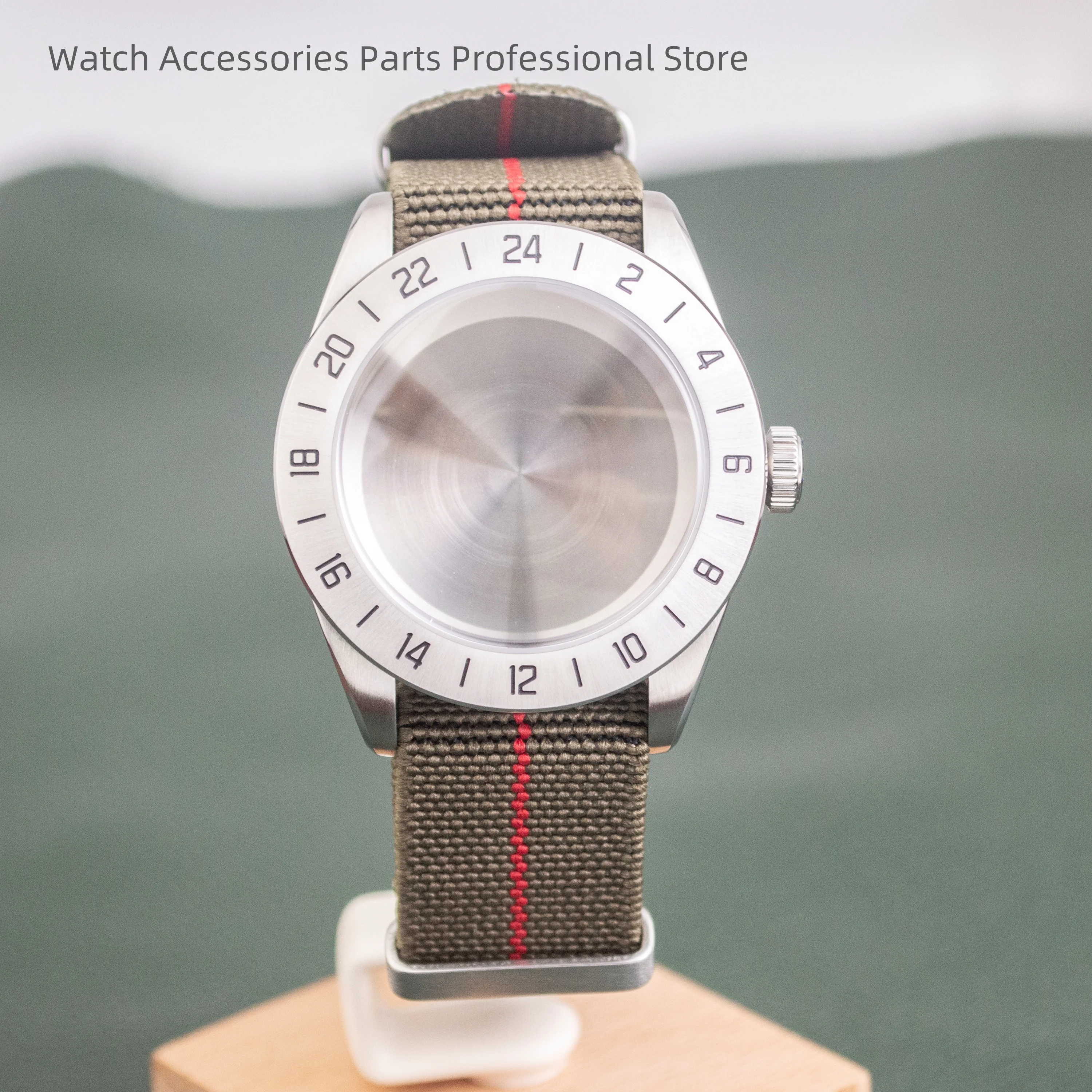 

NH35 Case Domed Sapphire Glass Stainless Steel 20ATM Watch Case Fit NH35A NH36A NH34A Fixed 24 Hour Bezel 39MM Sliver Watch Case