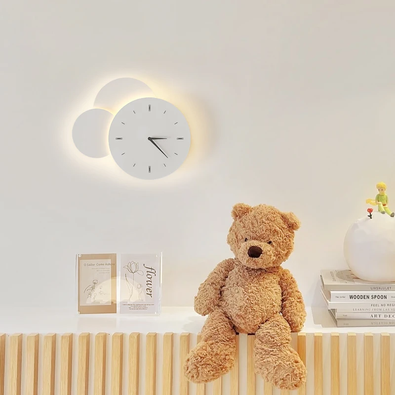 Imagem -04 - Criativo Cartoon Clock Wall Light Candeeiro Led Star Lâmpadas de Parede para Sala de Estar Infantil Quarto Study Decor Lâmpada de Iluminação Interior