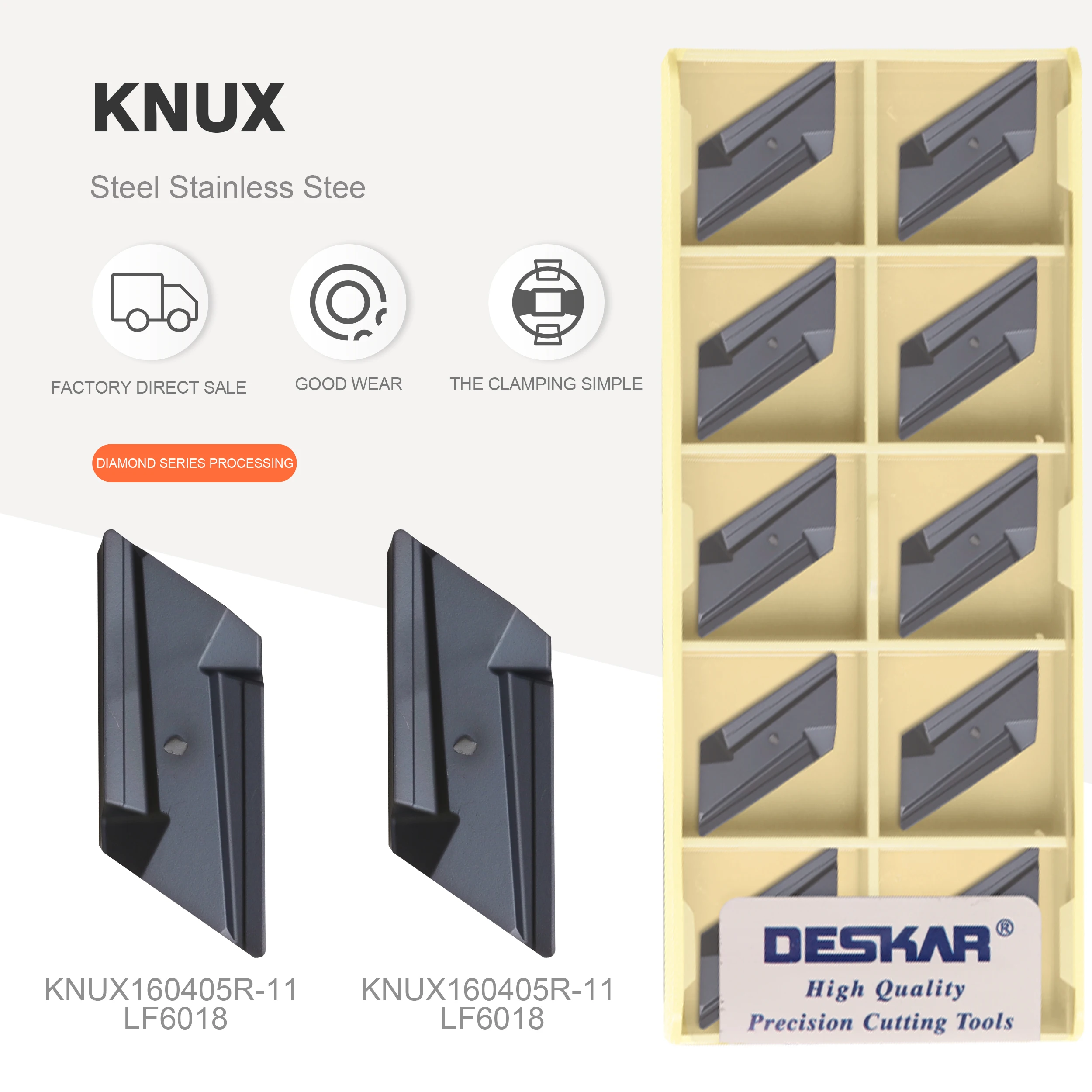 Deskar KNUX160405R-11 lf6018 alta qualidade cnc ferramenta de torneamento carboneto inserção torno ferramenta aço inoxidável