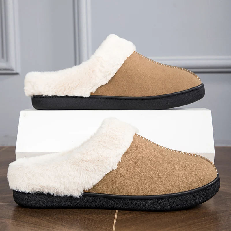 

Зимние мужские теплые хлопковые тапочки, домашние плюшевые тапочки, уличная домашняя нескользящая обувь, мужская пара, домашняя хлопковая обувь, большой размер 47