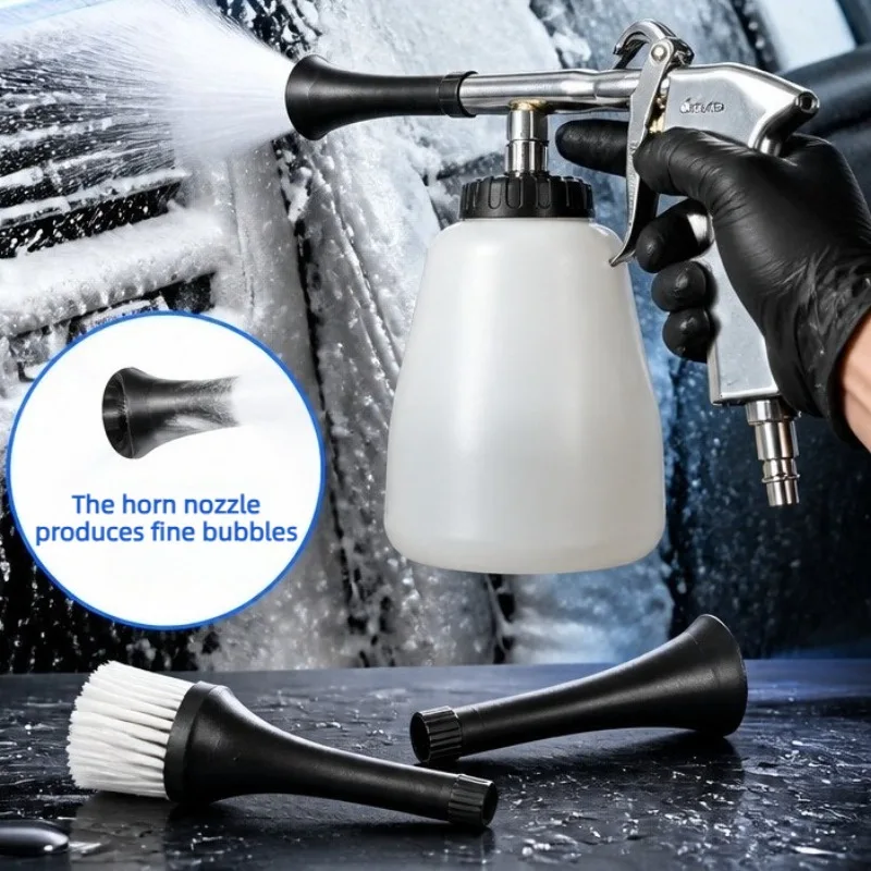 Car Interior Dust Cleaning Tool Handheld Cyclone Pneumatic Air Blower High Pressure Duster With Matching Detailing Brush Head