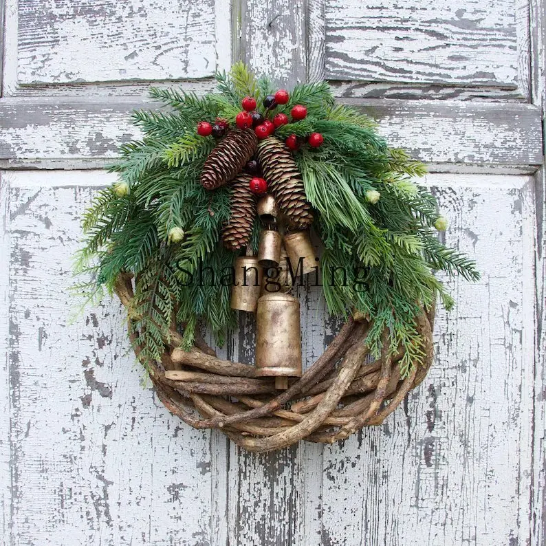 

PYH Zonghong new Christmas decorative wreath handmade Christmas bell wreath door hanging window props