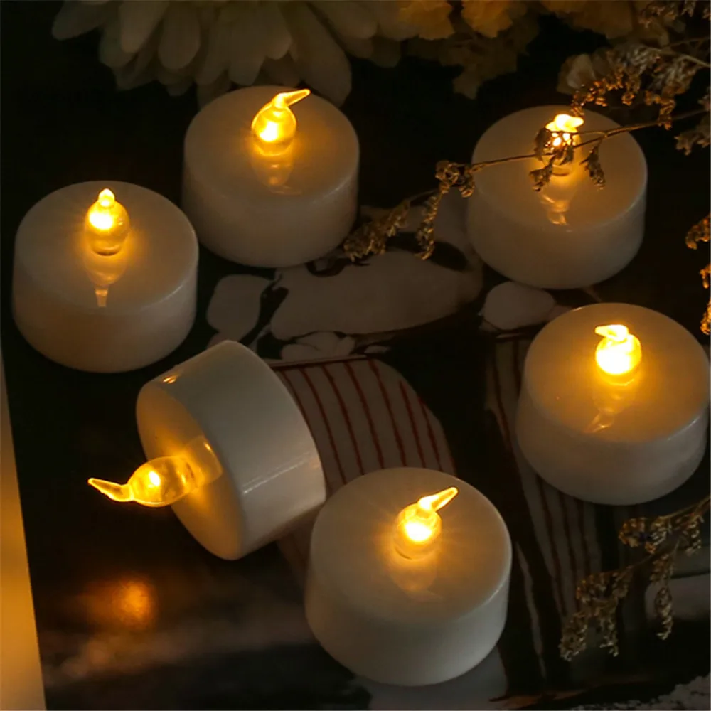 12/24 Pack Warm Yellow LED Flameless Flickering Tea Light Candles Battery Powered Perfect For Wedding Festival Xmas Decor ﻿ image 2