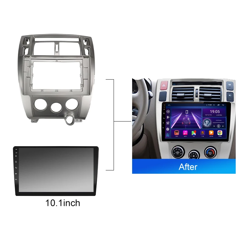 Para Hyundai Tucson 2006 2007 2008 2009 2010 fascias de Radio de coche reproductor estéreo GPS Android 2 Din 10,1 pulgadas marco de Panel de unidad principal