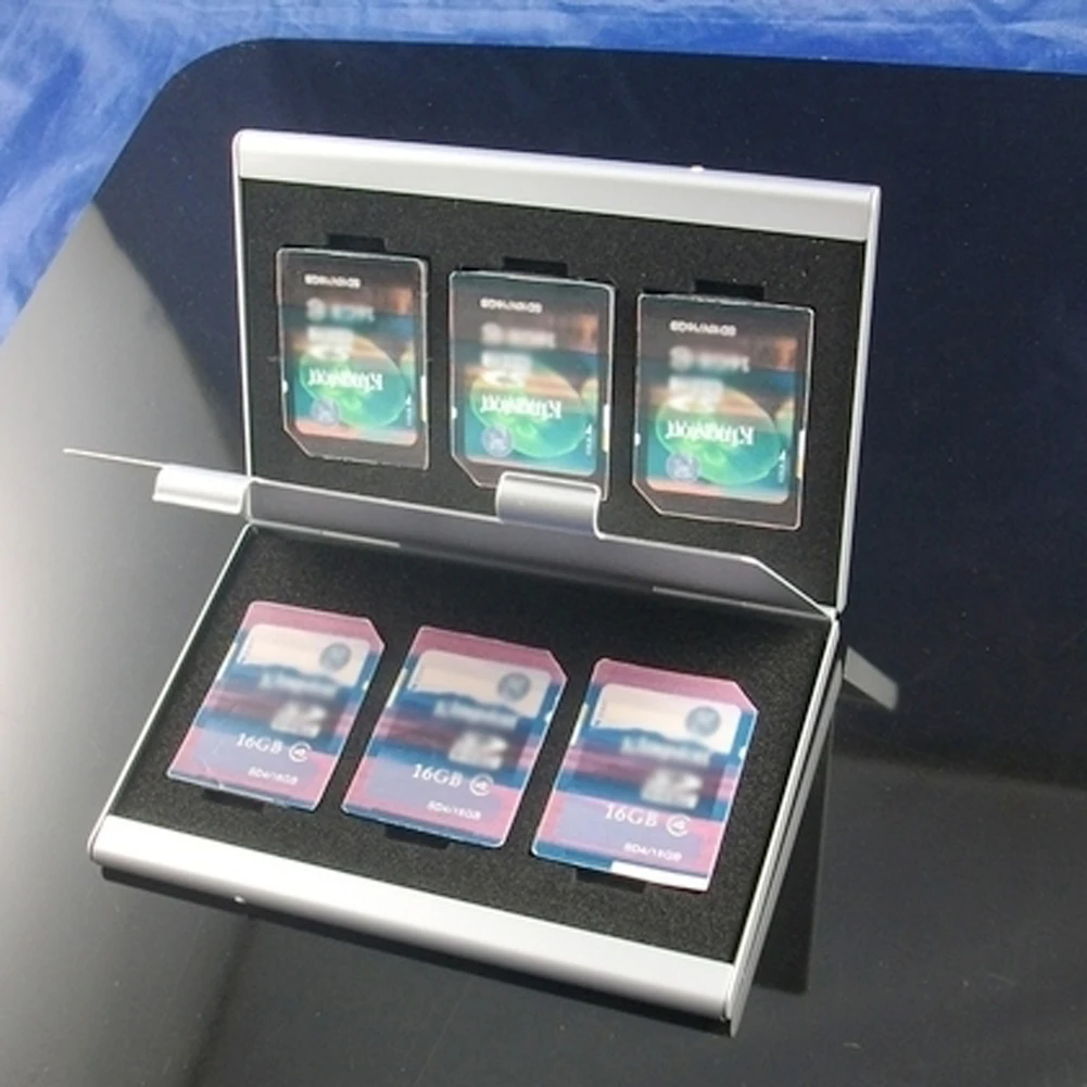 Memory Card Storage Case Portable Memory Card Storage Box Organizer Aluminum for SD/SDHC/MMC Cards