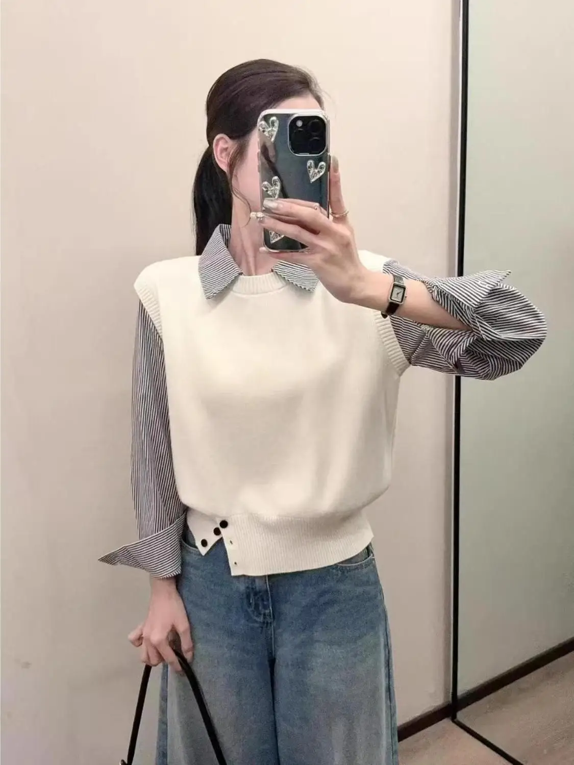 

Мужская вязаная кофта Ele Lazy Splice с эффектом двухслойности, повседневная, приталенная, осенне-зимняя, модная, мягкая, средней толщины, универсальная