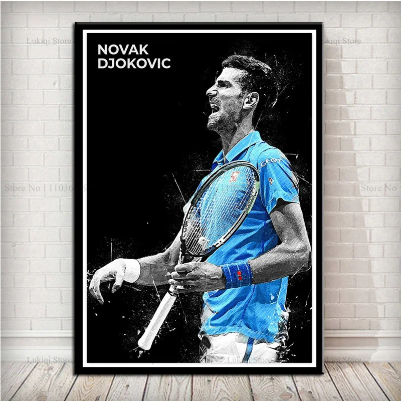 N-Novak Poster D-Djokovic Tennis Player Sports Star Tennis Poster Prints Canvas Painting Wall Art Picture Living Room Home Decor