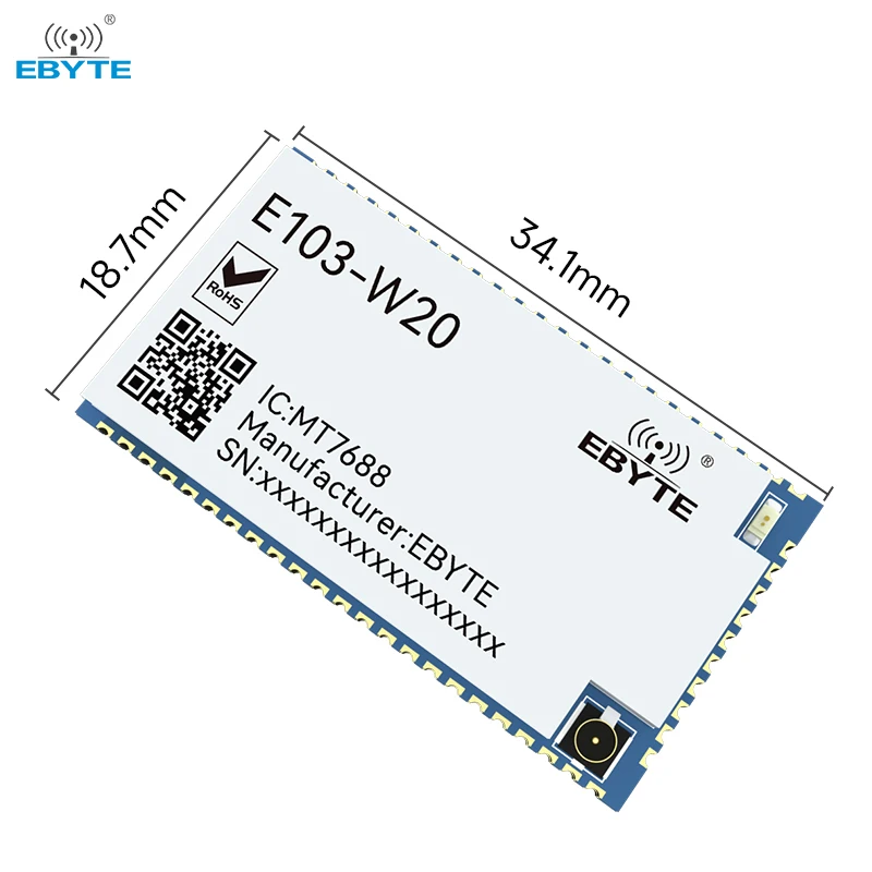 MT7688AN/MT7628AN Porta seriale a modulo di instradamento wireless Wifi EBYTE E103-W20 SMD Supporto di piccole dimensioni Openwrt IPEX SPI UART