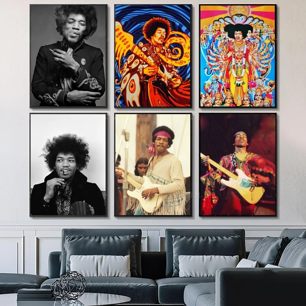 J-Jimi Hendrix Live On Stage Poster Paper Print Home Living Room Bedroom Entrance Bar Cafe Art Painting Decoration