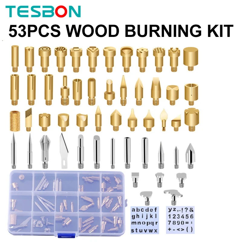 

Советы по выжиганию по дереву, 53 шт., набор для выжигания по дереву, резьба по алфавиту, фигурка, символ, инструмент для пирографии, тиснения, пайки, сделай сам, поделки, подарок