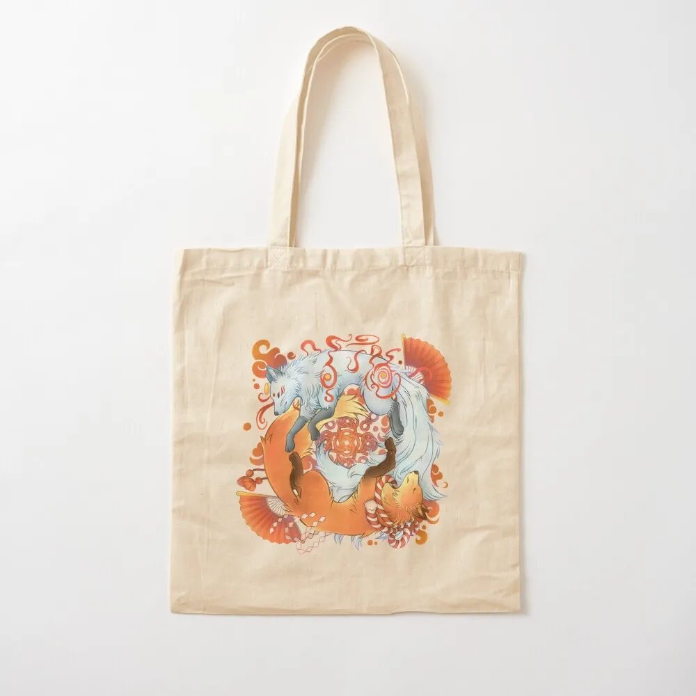 

Kitsune Inari Fox Yin Yang Tote Bag free delivery bags Large bags for women large tote bag shopping trolley bag Canvas Tote