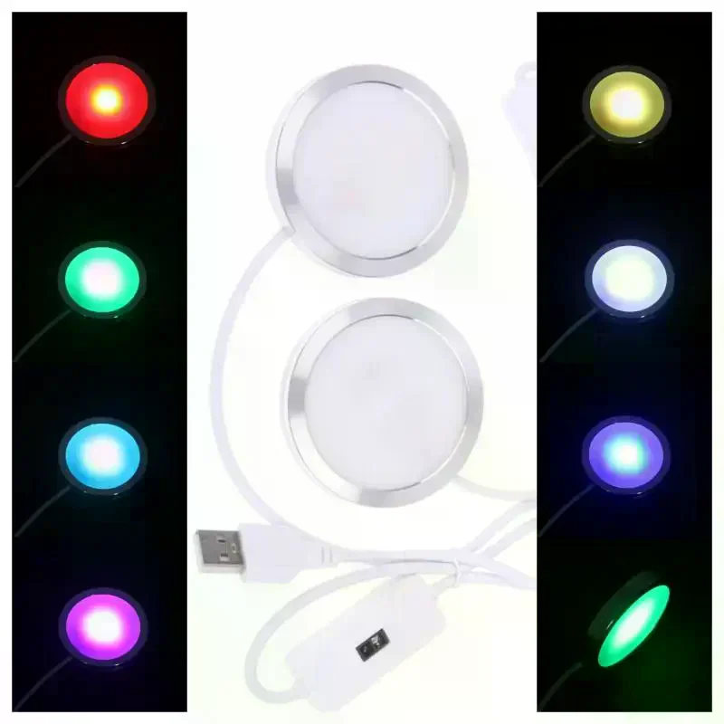 【New】For Bamboo Led Light Parts DIY Model Warm White/Multicoour USB Round Ultra-thin Light For Bambu Lab Led Lamp Kit Hardware