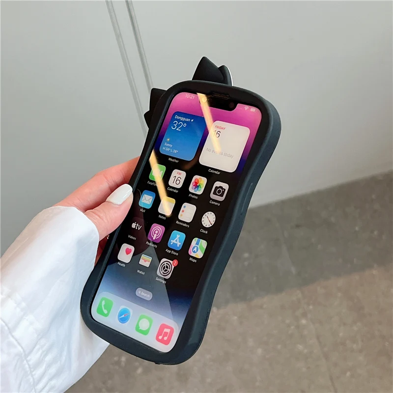 3D Cute Bowknot Heart Grid Soft Silicone Protective Phone Case for iPhone 11 12 13 14 15 Pro Max Lovely Girly Cover Shell