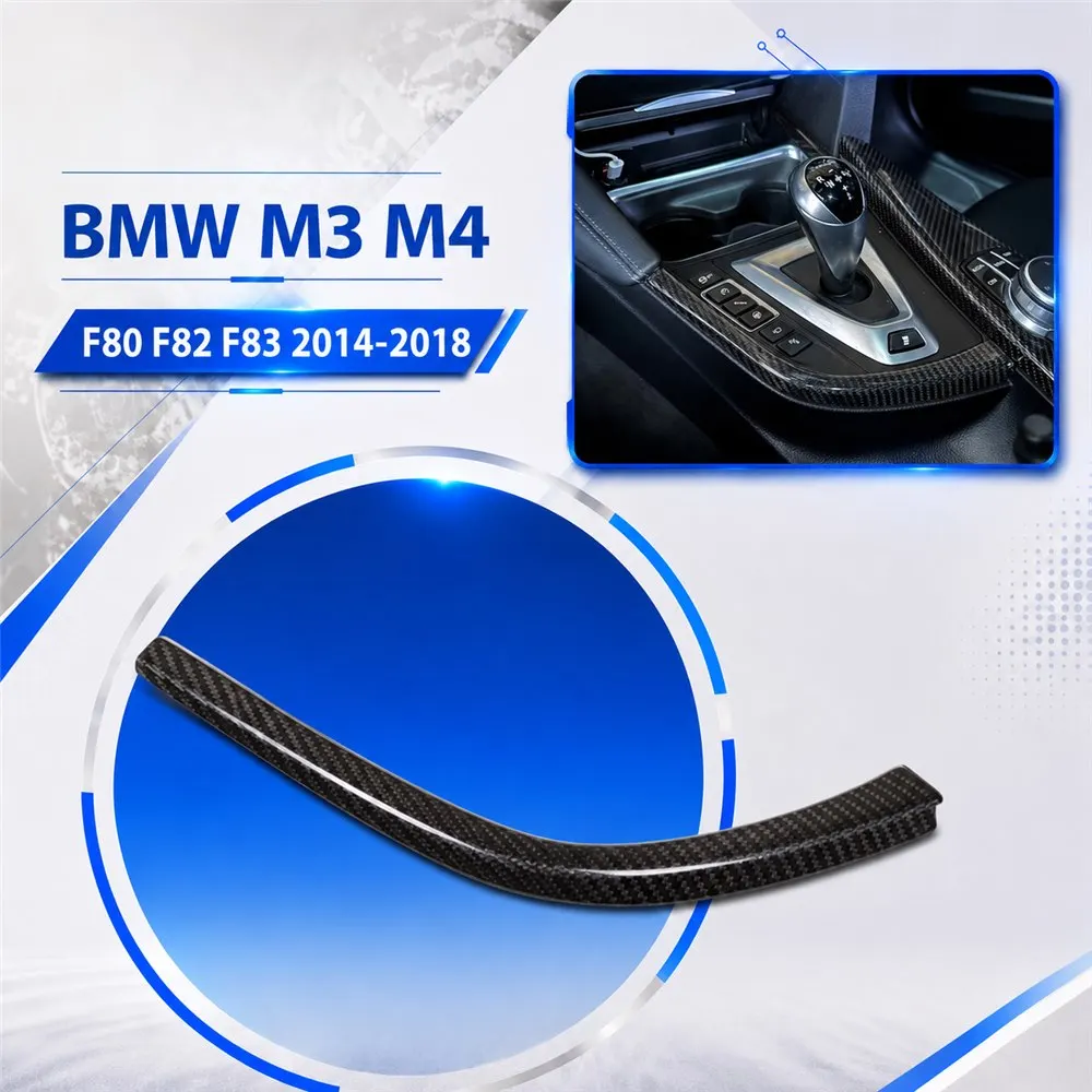 Real Carbon Fiber For BMW F80 F82 F83 M3 M4 2014-2018 LHD Car Gear Shift Side L Shape Strips Panel Trim Interior