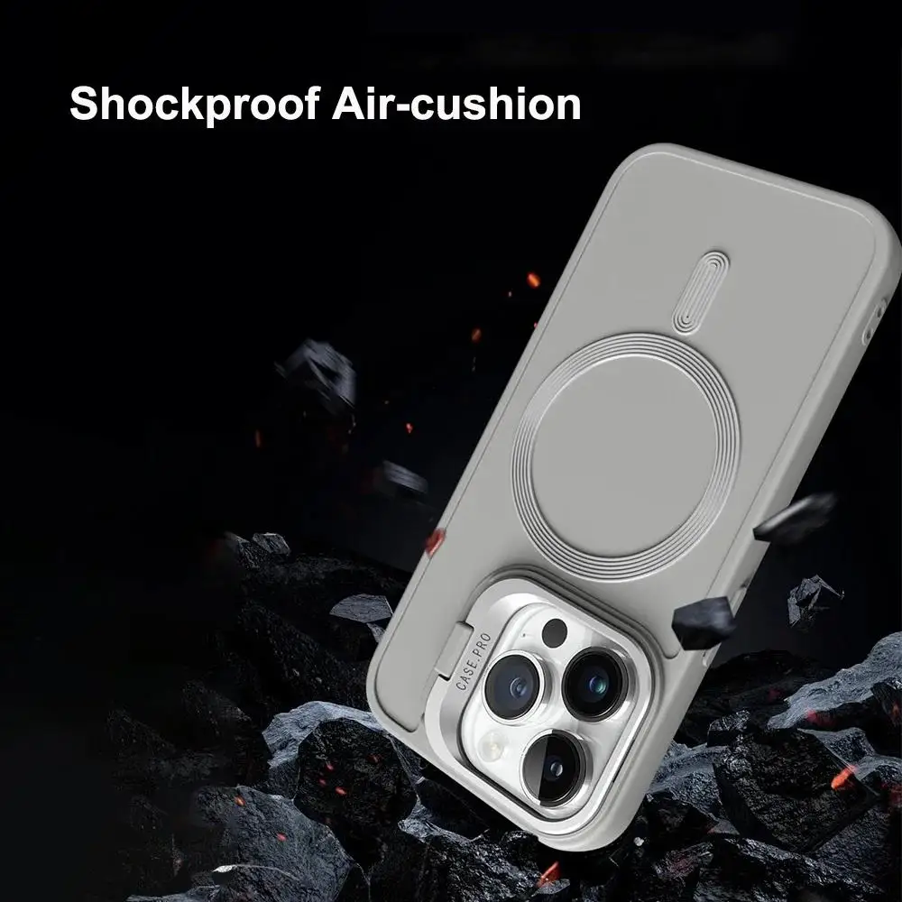 Stand Case for iPhone 16 15 14 13 12 11 Pro Max Cover Magnetic for Magsafe Wireless Charge Shell Camera Holder Soft Matte 2028/*