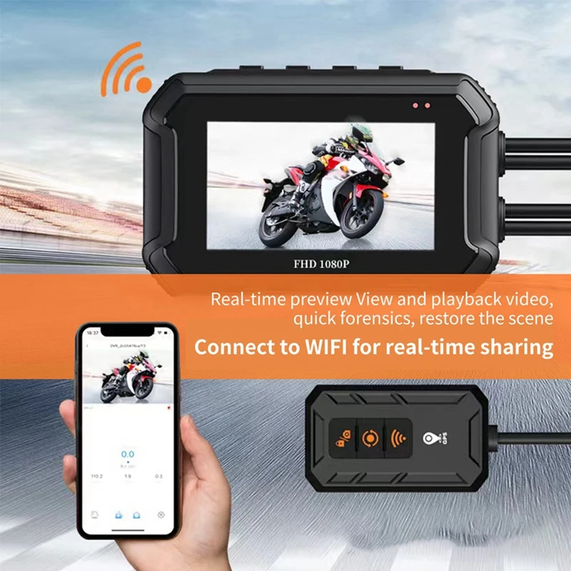 1080P Dual Motorcycle Camera With GPS Function HD Video Driving Recorder HD Video Recorder For Motorcycle Driving