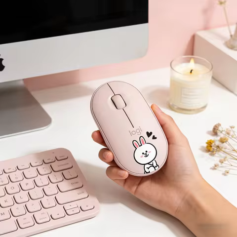 Logitech M350 Pebble Wireless Mouse, Bluetooth 2.4G Dual Mode, Silent Slim, 1000DPI for PC Laptop Office Home Mac Windows