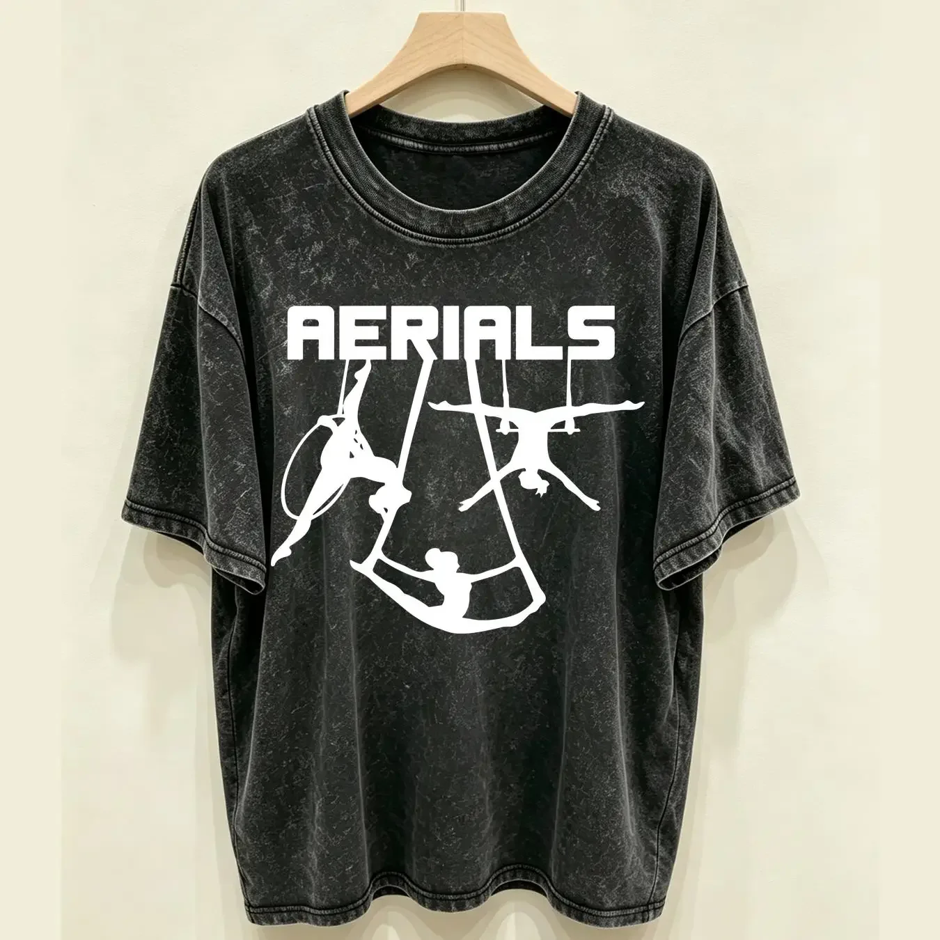 washed T Shirt Aerials Aerialist Circus Arts Yoga Lyra Silks and Trapeze long or short sleeves vintage Washed Unisex homme