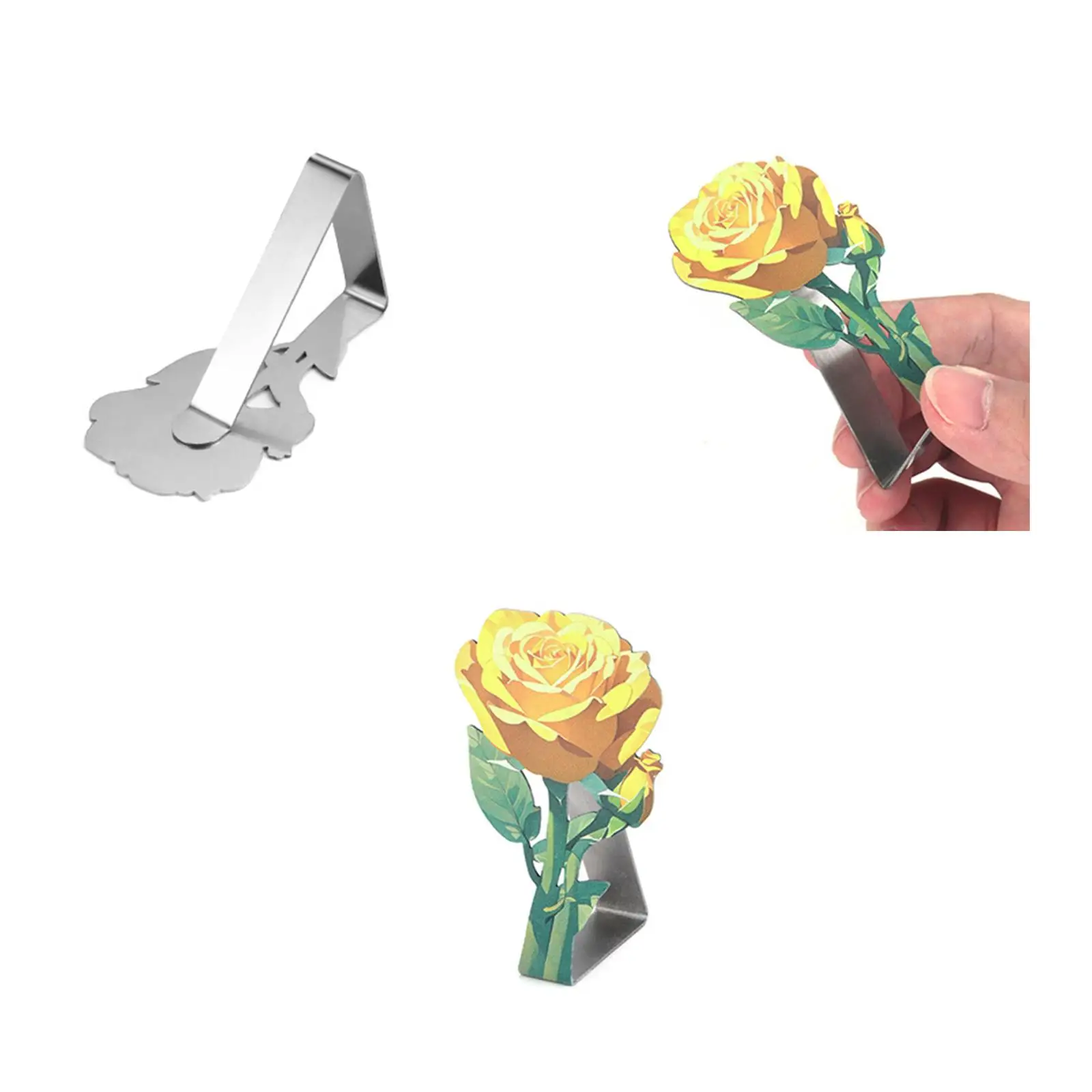 Tablecloth Clips Set Stainless Steel Sturdy Clamps Anti Skid Rose Design for Banquet Wedding Restaurant Patio Dining Table