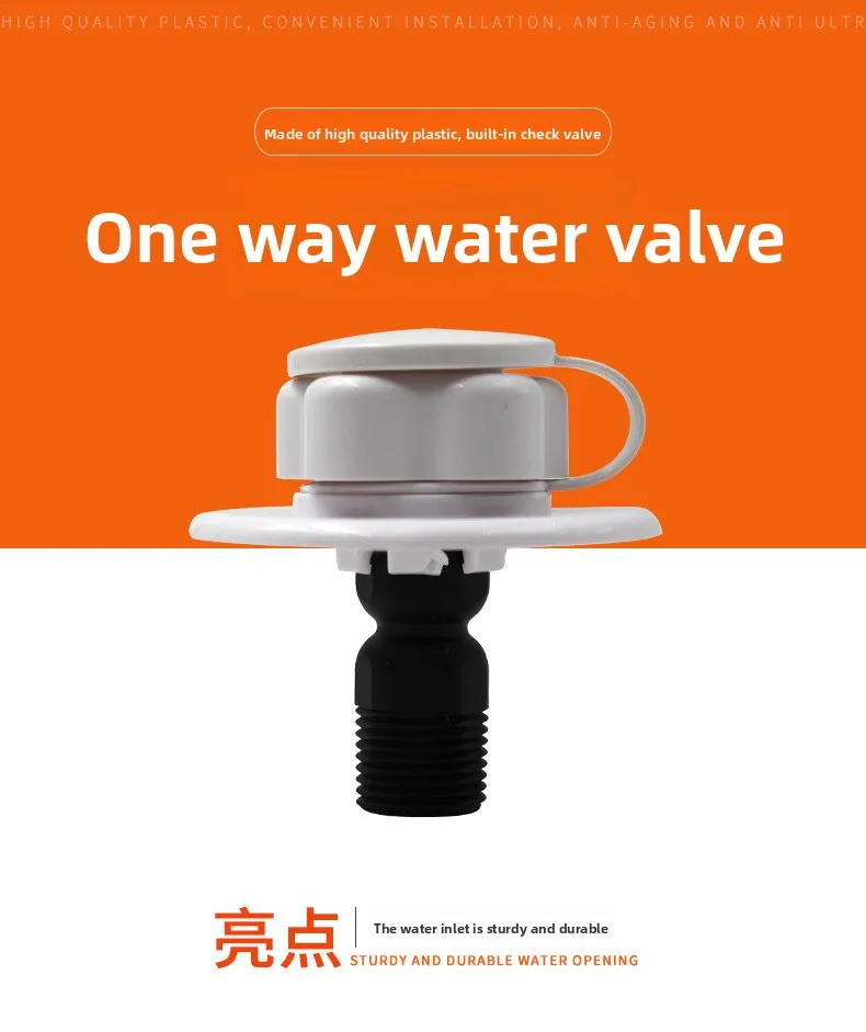 RV Fresh Water Inlet Gravity Fill Port with One-Way Check Valve Camper Motorhome Water Tank Filler