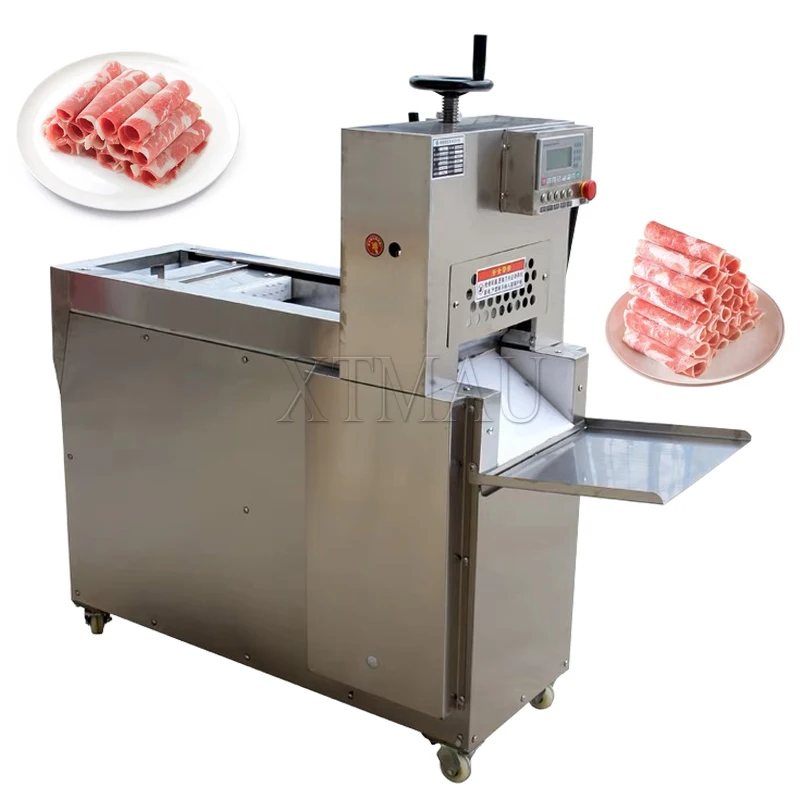 Stainless Steel CNC Double Cut Lamb Roll Machine Commercial Electric Food Slicer Adjustable Thickness