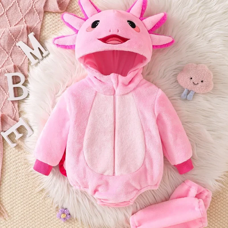 Newborn Baby Pink Axolotl Romper Hooded Bodysuit Costume Jumpsuit Onesie Baby  Cosplay Anime  Costume