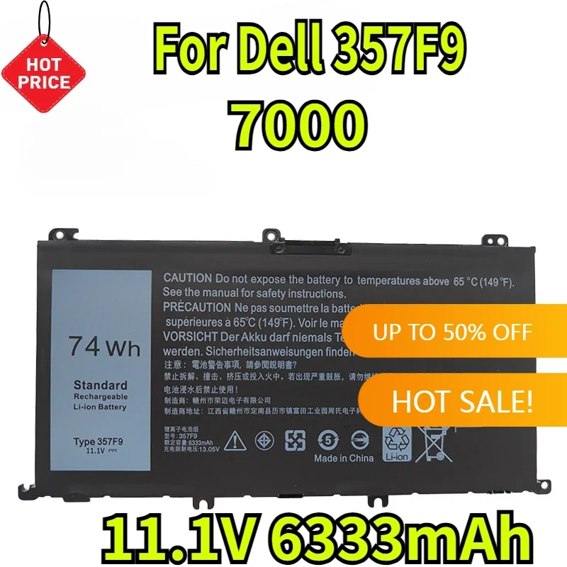

11.1V 6333mAh for Dell 357F9 7000 7559 7566 7567 7759 High Quality Durable Laptop Battery