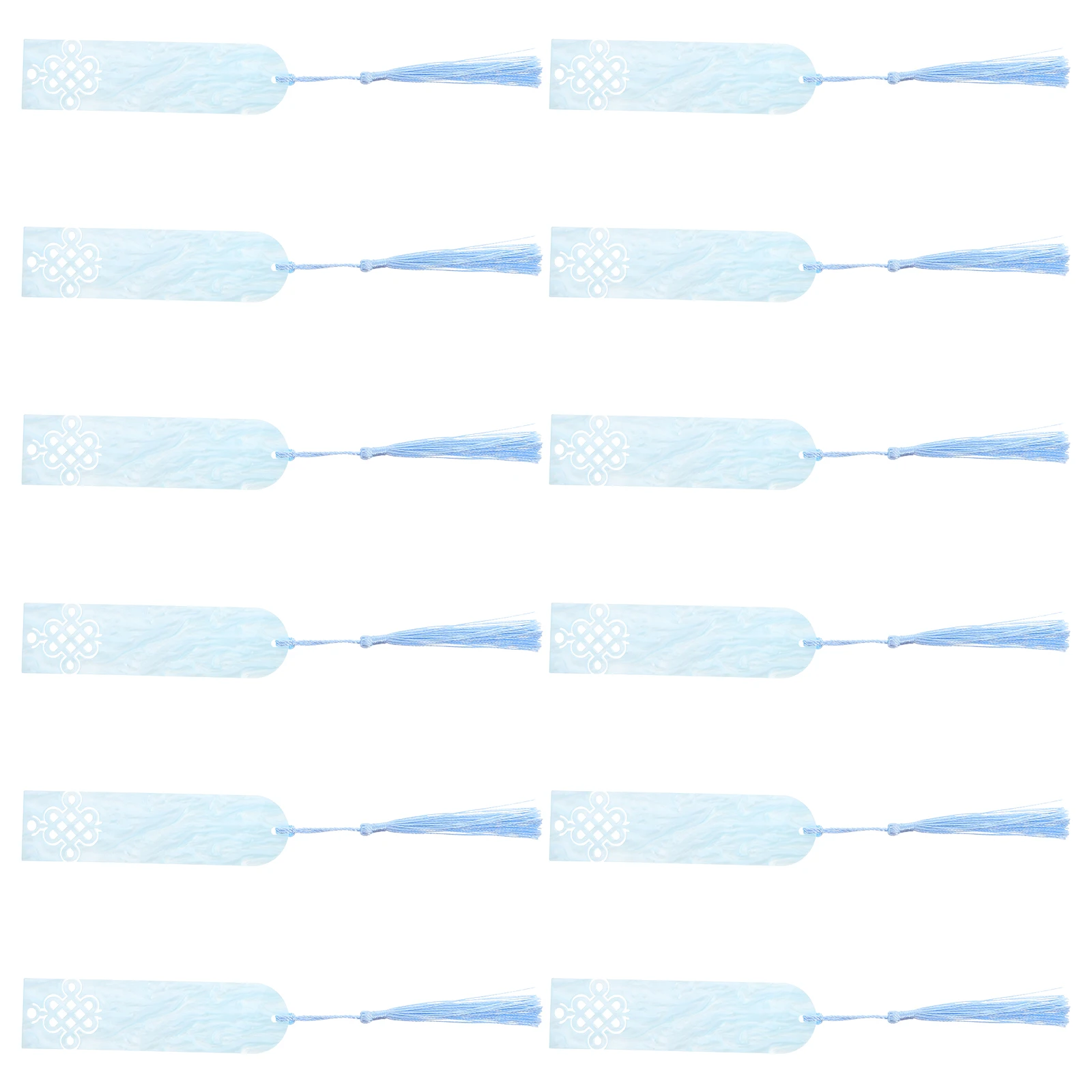 

12Pcs Acrylic Hollow Chinese Knot Bookmarks Tassel Decorative Reading Accessories Oriental Book Markers for Women Men