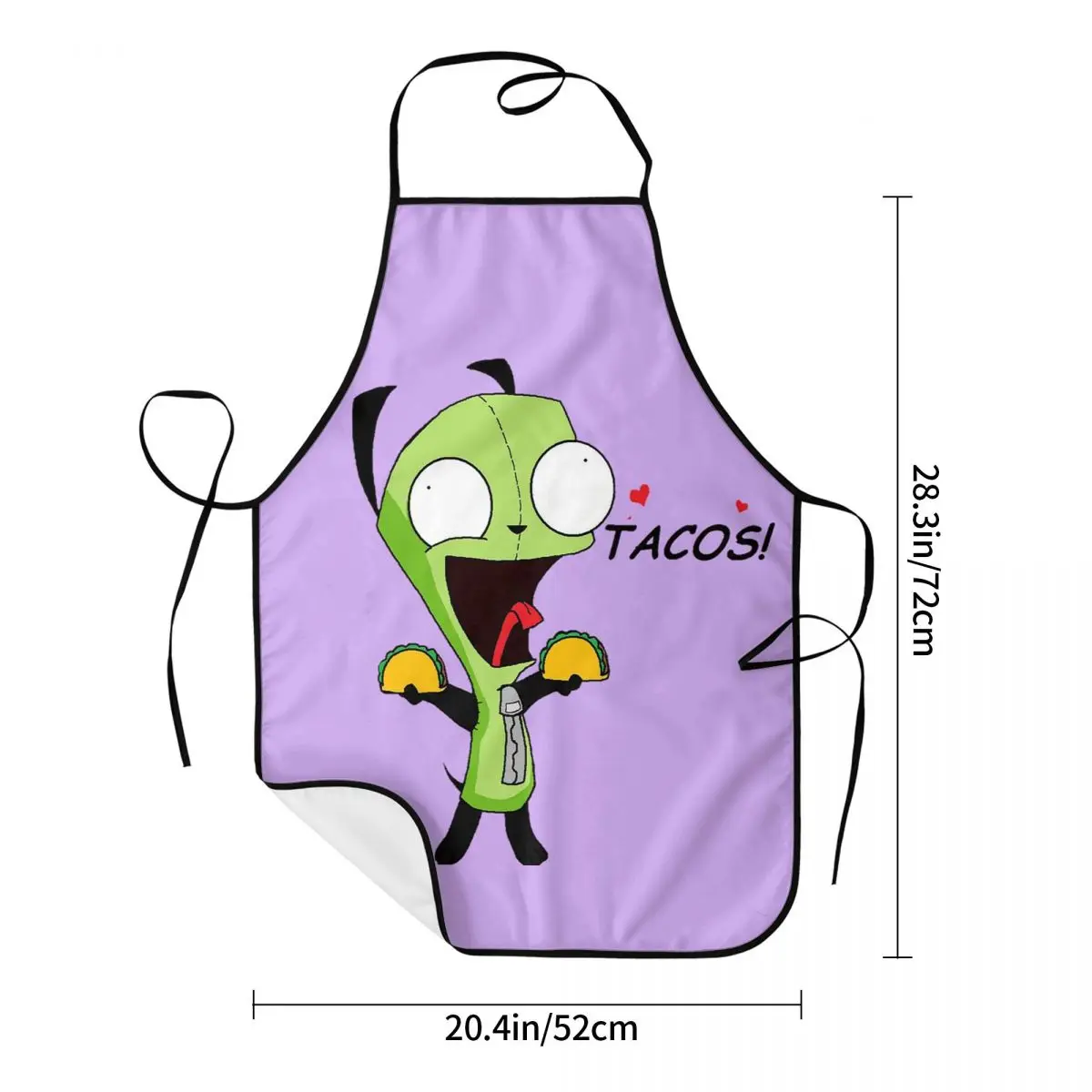 Gir Loves Tacos (Invader Zim) Aprons Chef Cooking Baking Tablier Sleeveless Bib Kitchen Cleaning Pinafore for Women Men Painting