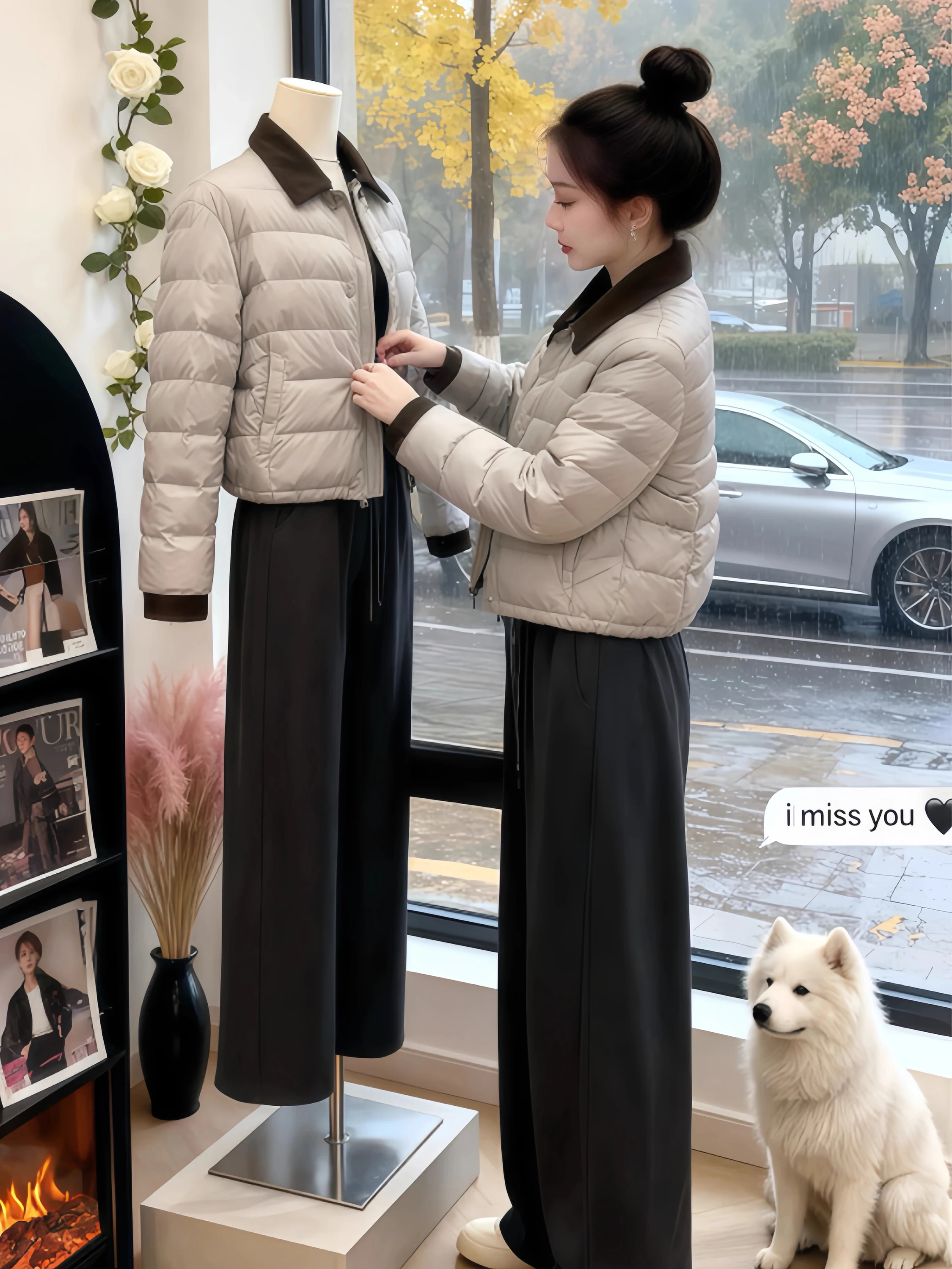 

Women's Thickened Winter Jacket Loose Fit Duck down Cotton Coat Bread Style Warm Top Color Block Collar Fashionable Commute